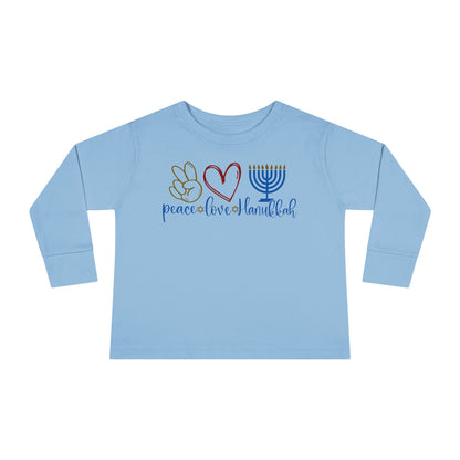 Peace Love Hanukkah Toddler Long Sleeve Tee