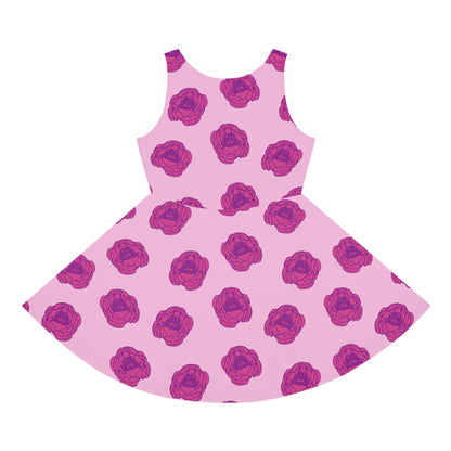 Rosy Dream Peonies Girls' Sleeveless Sundress