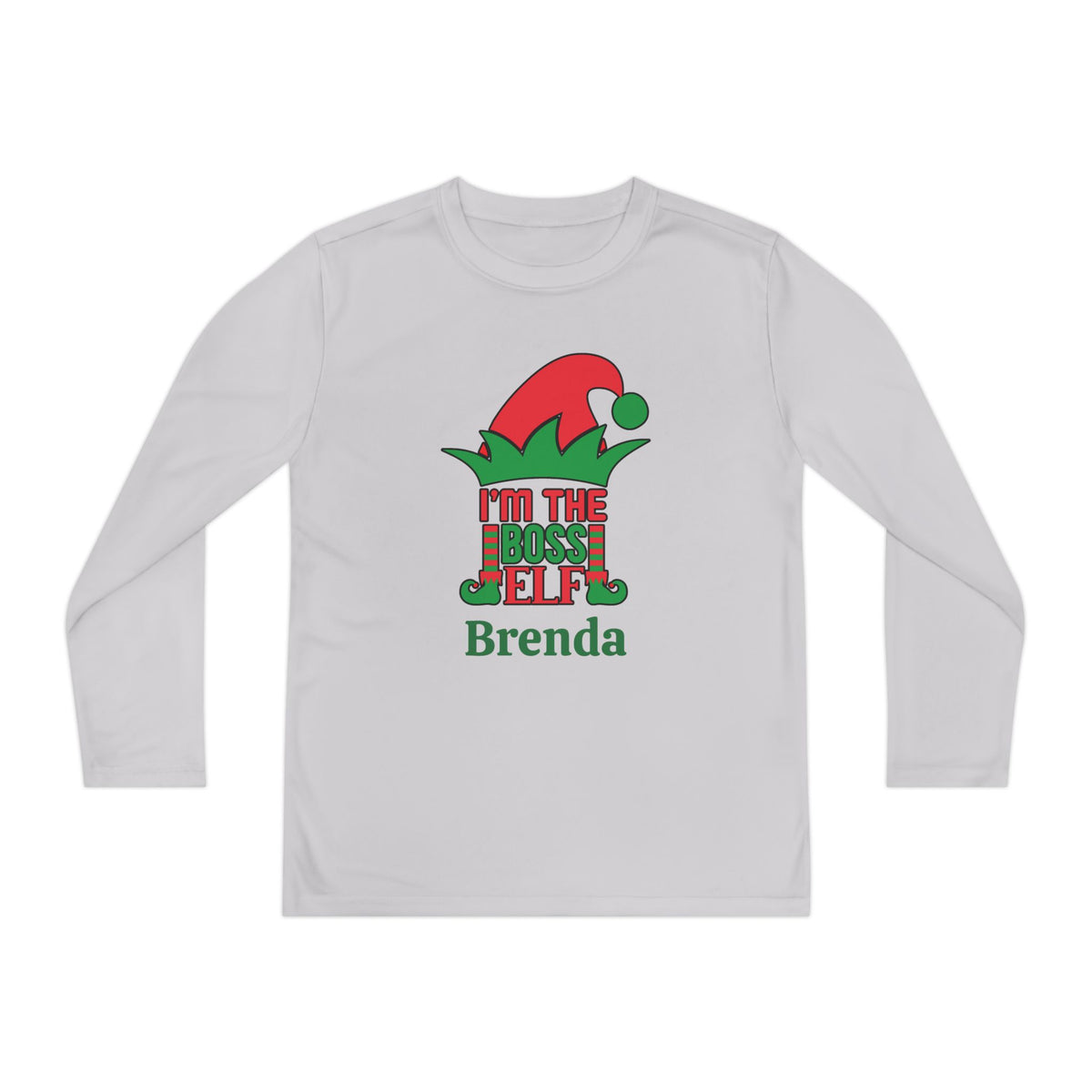 I'm The Boss Elf Personalized Youth Long Sleeve Tee