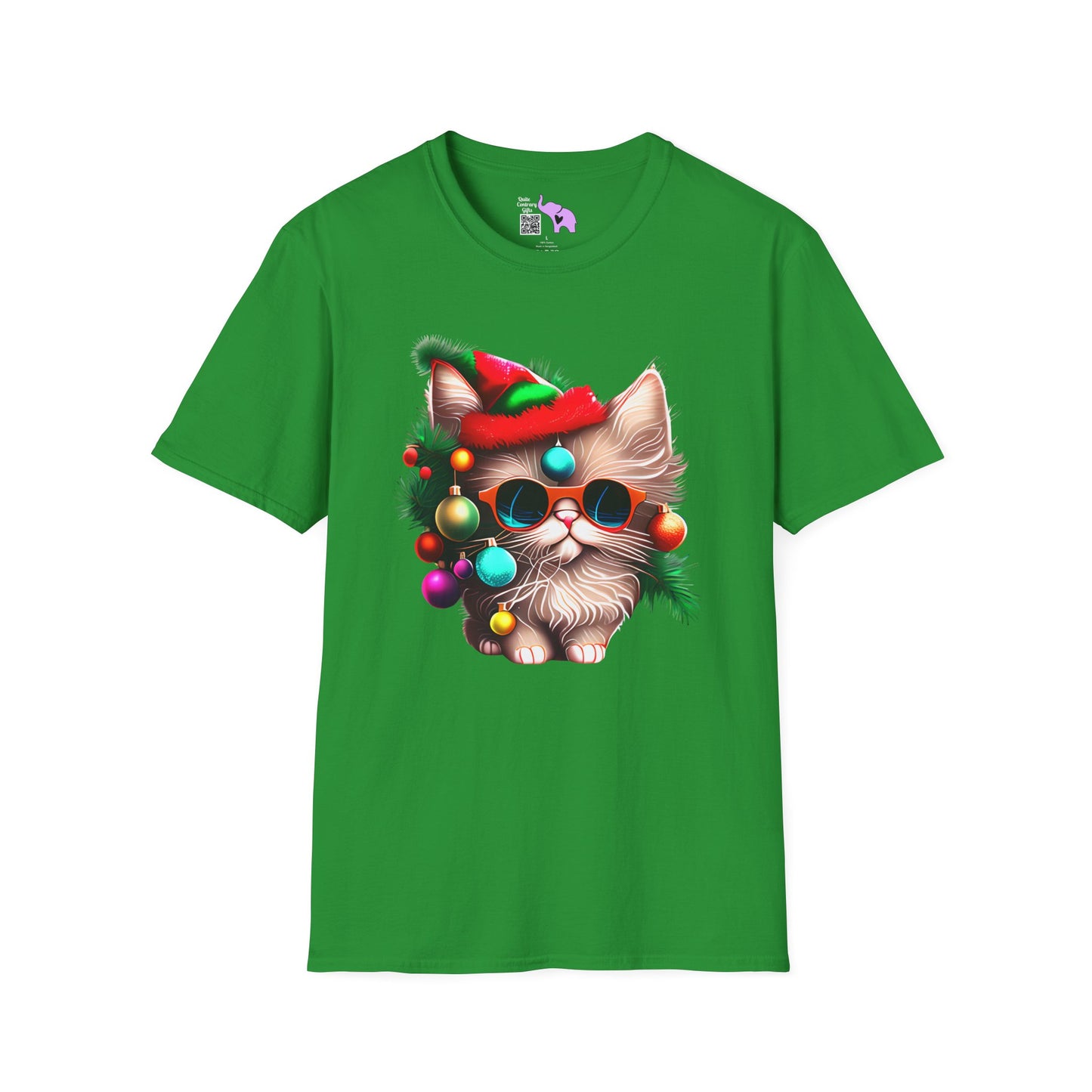 Christmas Tree Kitten Adult T-shirt
