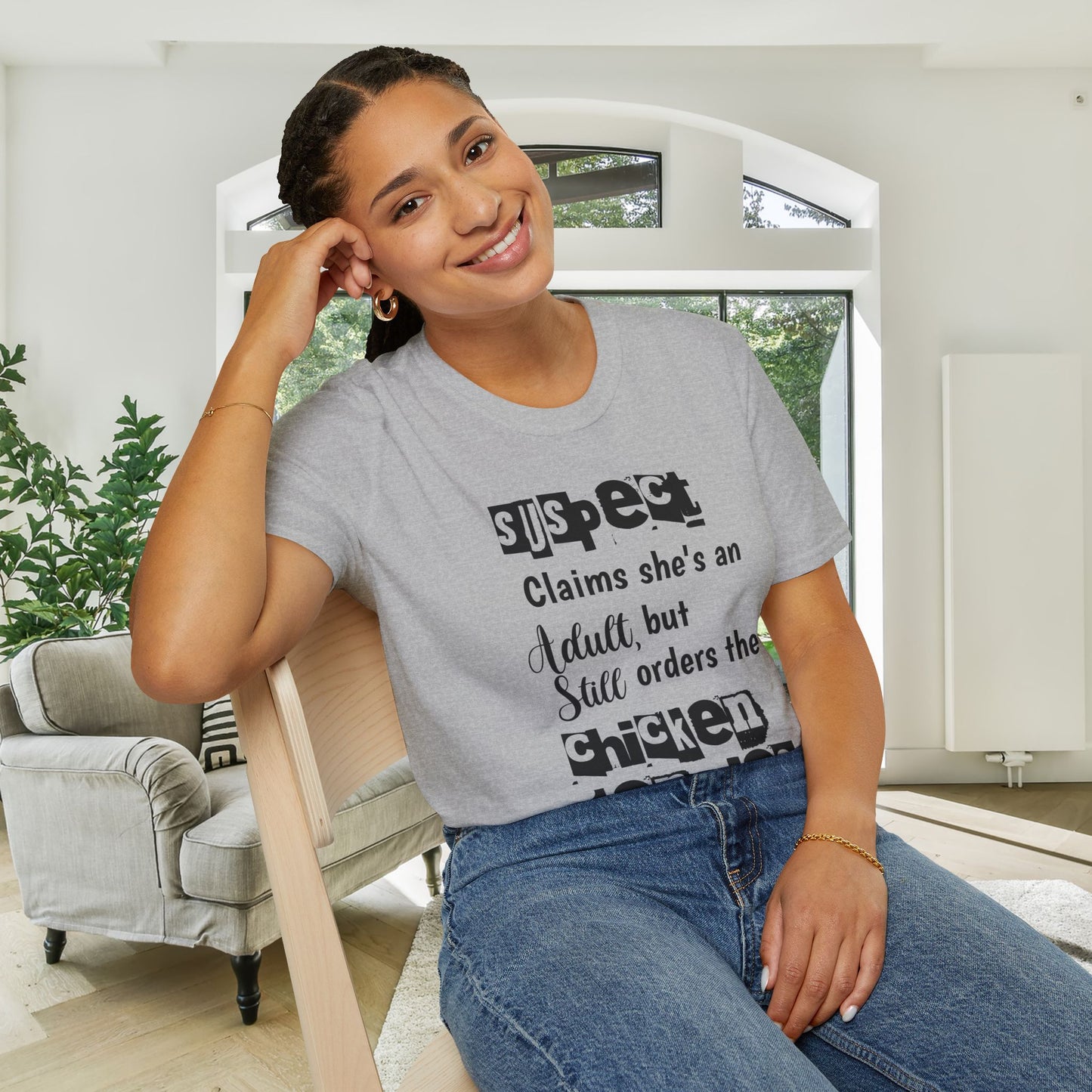 Suspect Claims She's An Adult But Still Orders The Chicken Tendies Adult T-shirt