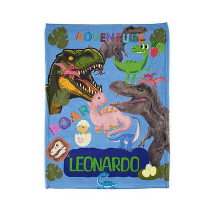Custom Name Dinosaur Soft Polyester Blanket