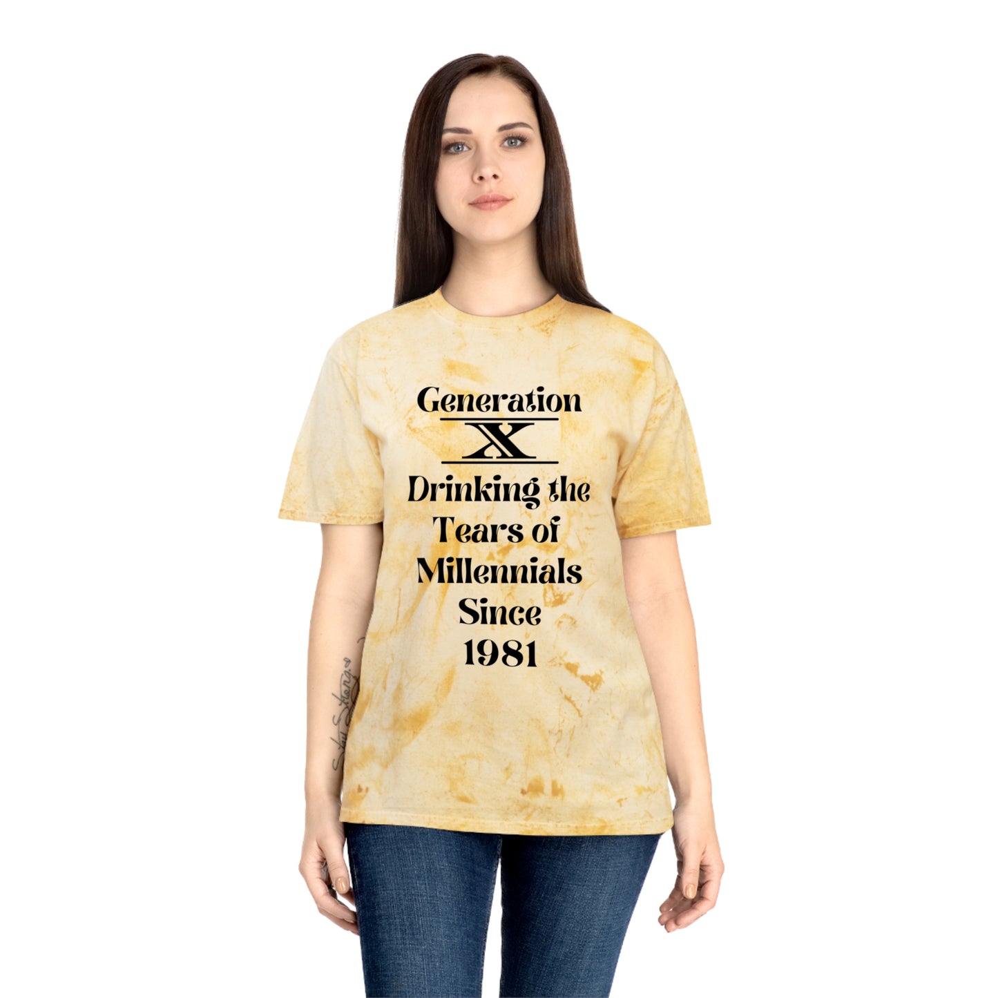 Gen X Drinking the tears of Millennials since 1981 Unisex Color Blast T-Shirt