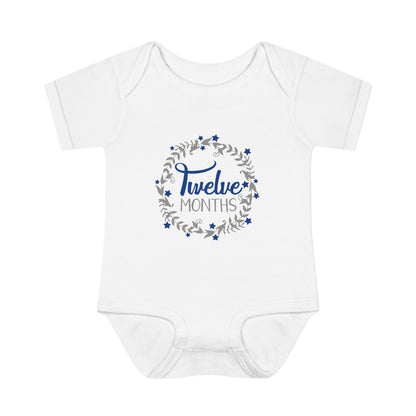 Blue Milestone Wreath Onesie-Twelve Months