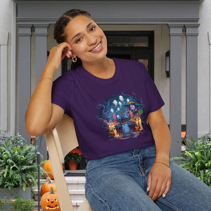 Halloween Stitch w/Ghosts and Witch Adult T-shirt