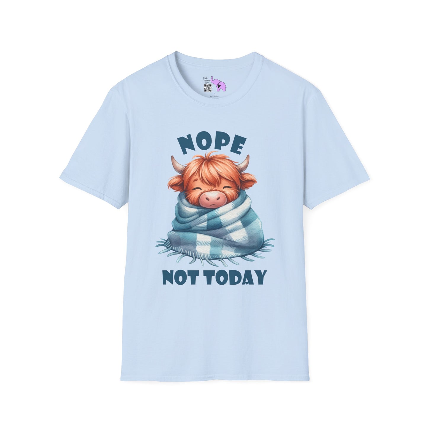 Nope Not Today Cute Cow Adult T-shirt