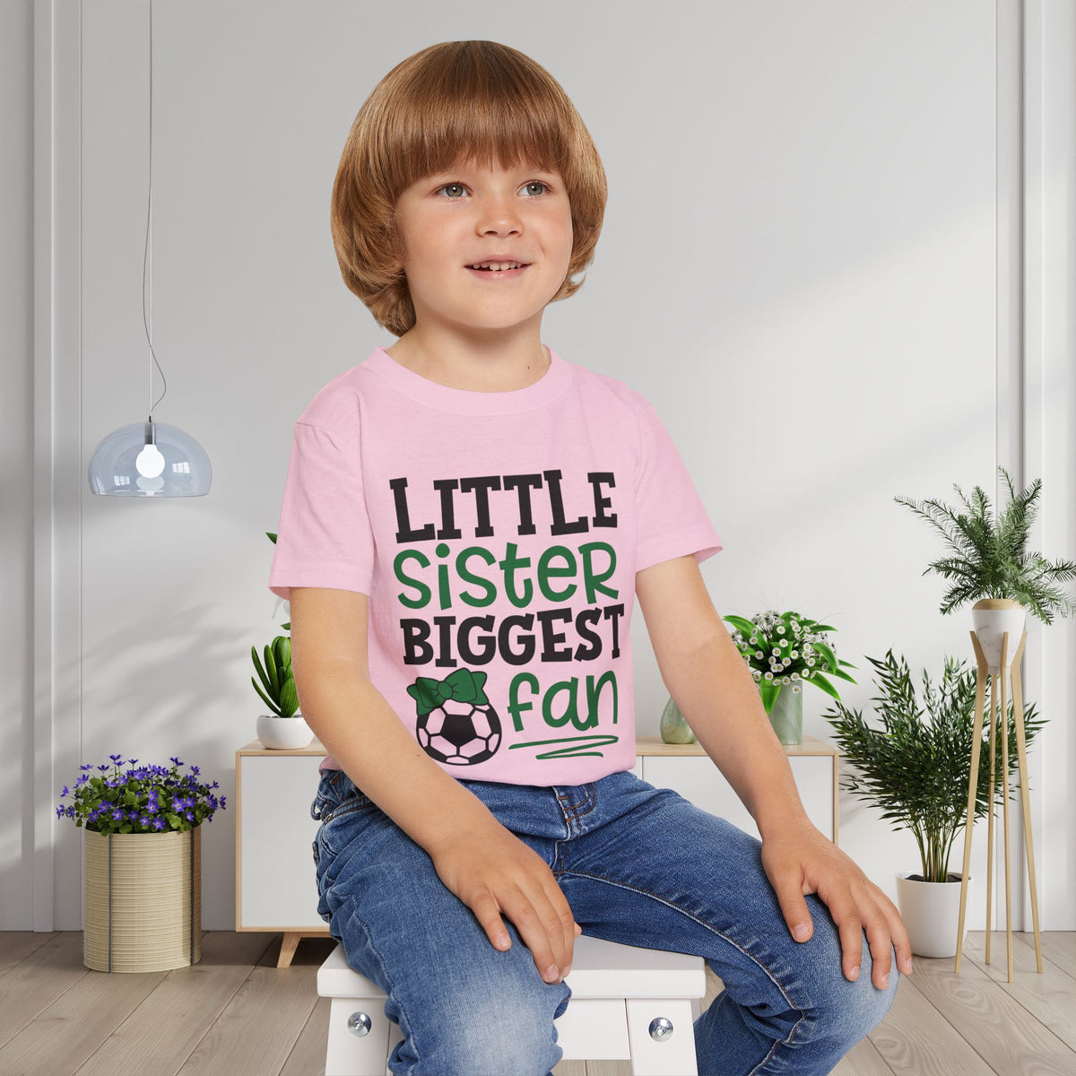 ""Little Sister Biggest Fan (Soccer) Heavy Cotton™ Toddler T-shirt