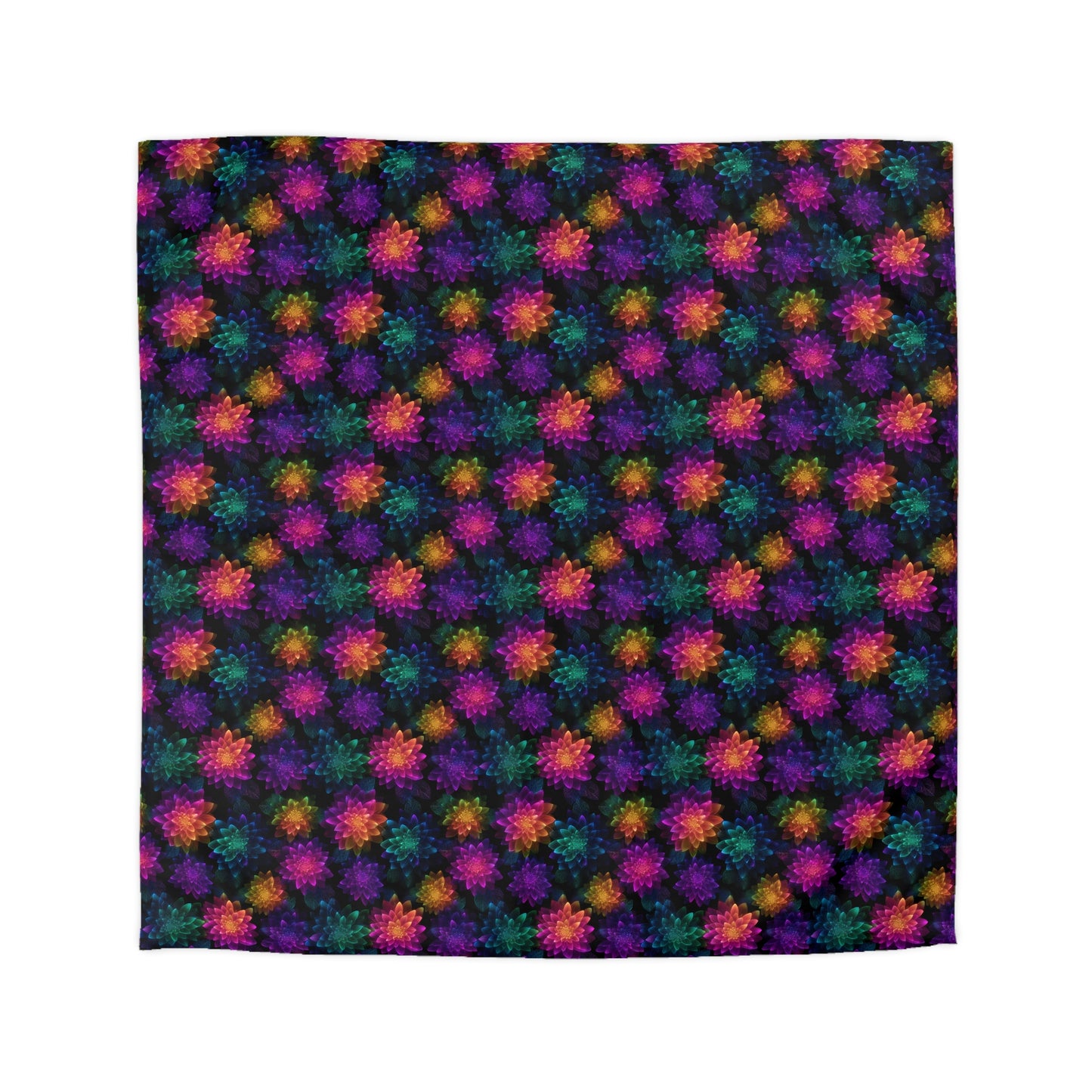 Neon Lotus Blooms Duvet Bedding Set