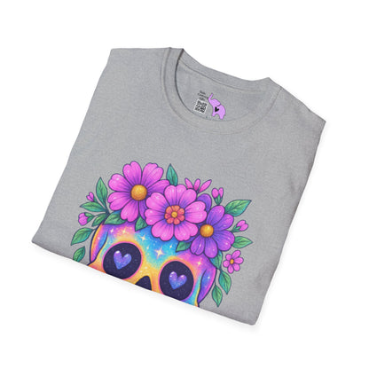 Neon Sugar Skull w/Floral Crown Adult T-shirt