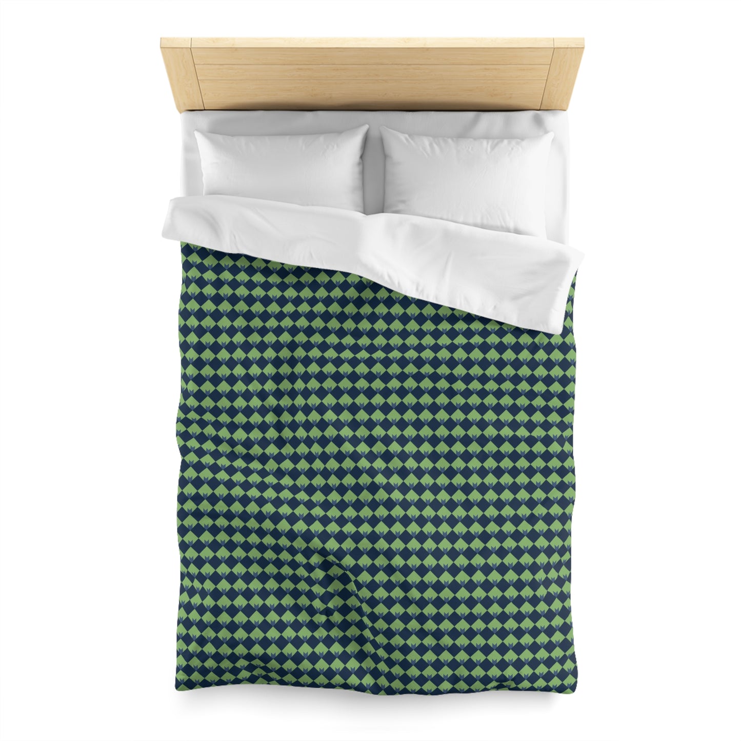 Diamond Bloom-Sage & Navy Microfiber Duvet Cover
