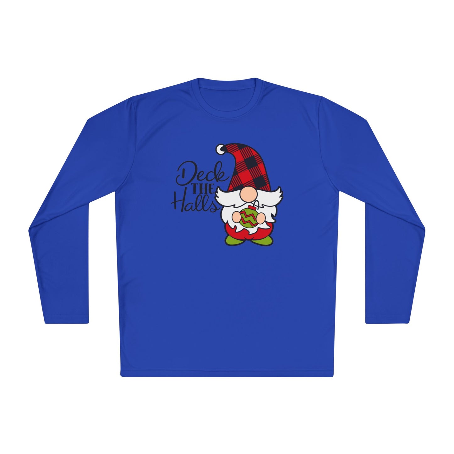 Deck the Halls Plaid Gnome Adult Long Sleeve Tee