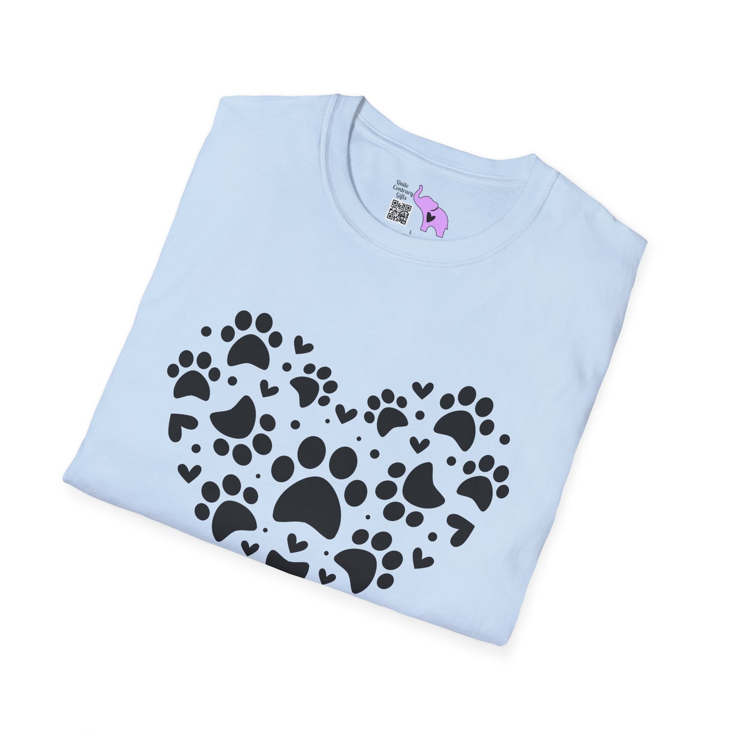 Paw Print Heart Adult T-shirt