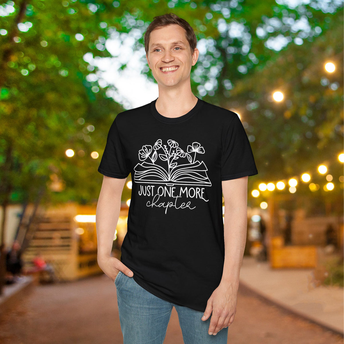 Just One More Chapter (Flowers and Open Book) Adult T-shirt
