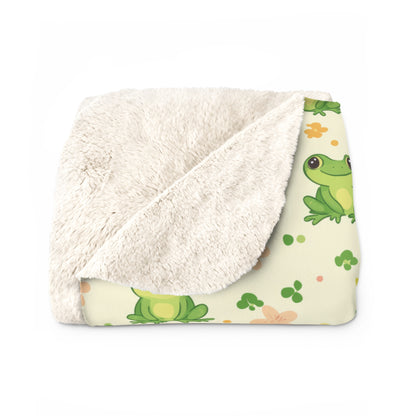 Froggy Meadow Sherpa Fleece Blanket