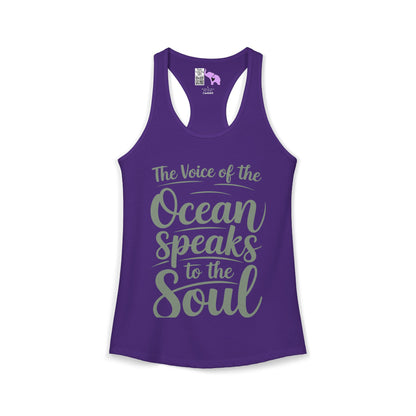 The Voice of the Ocean Speaks to the Soul Women's Ideal Racerback Tank
