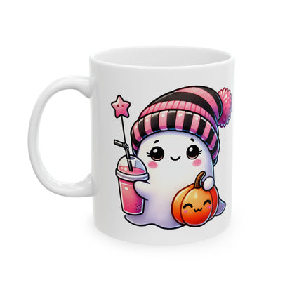 Cute Ghost Ceramic Mug, (11oz, 15oz)