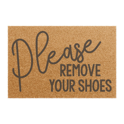 Please Remove Your Shoes Coconut Fiber Doormat