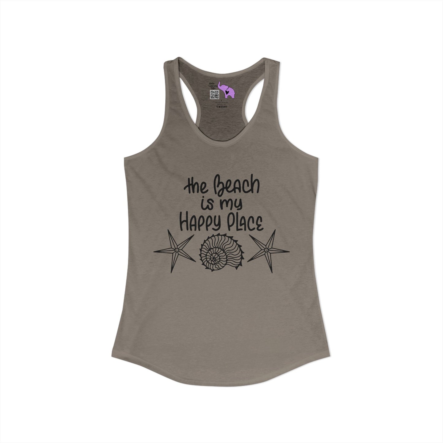 The Beach Is My Happy Place Women's Ideal Racerback Tank