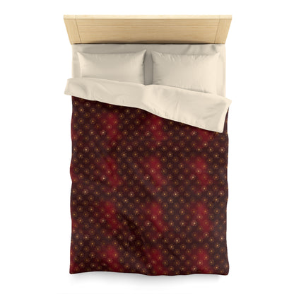 Crimson Gilded Daisies Microfiber Duvet Cover