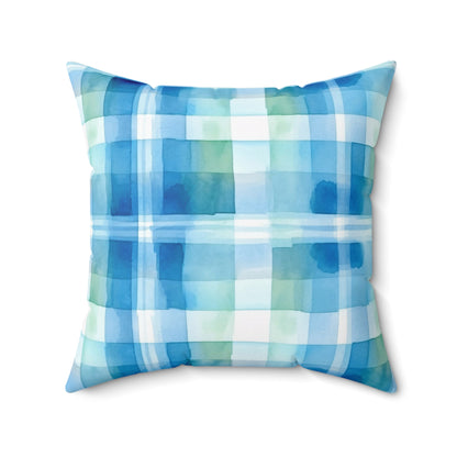 Ocean Sunset Plaid Throw Pillow
