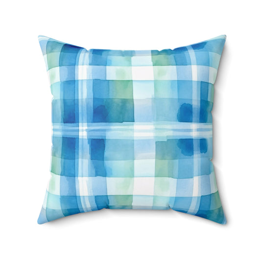 Ocean Sunset Plaid Throw Pillow