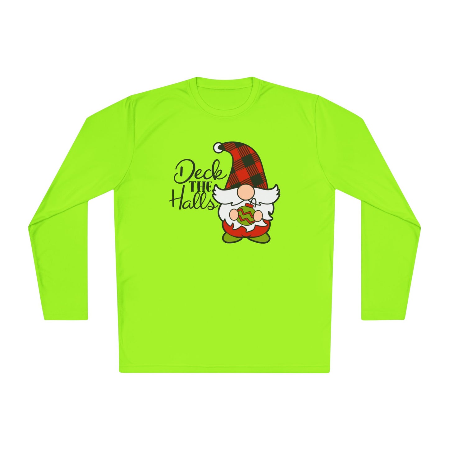 Deck the Halls Plaid Gnome Adult Long Sleeve Tee