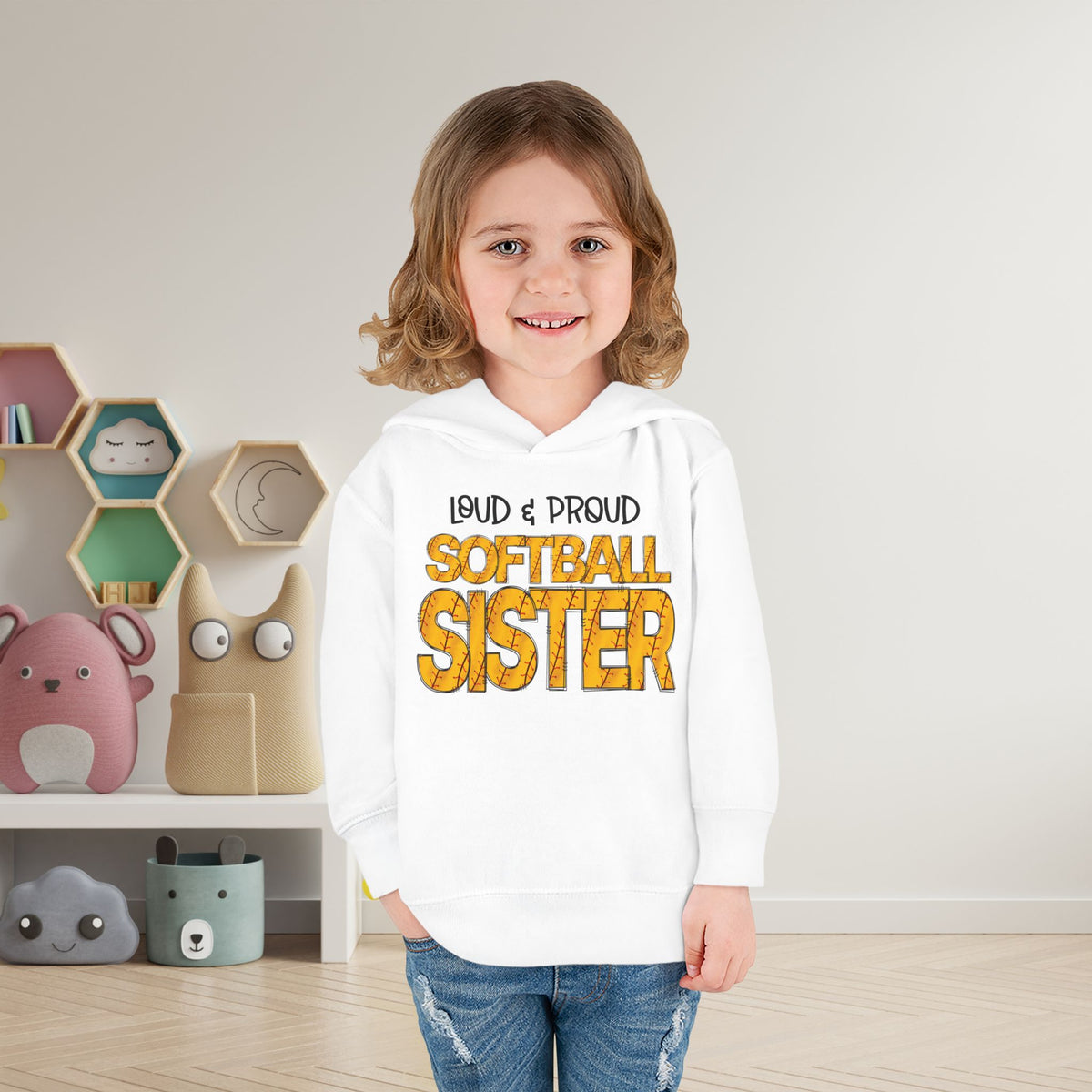 Loud & Proud Softball Sister Toddler Hoodie