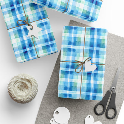 Ocean Sunset Plaid Wrapping Paper
