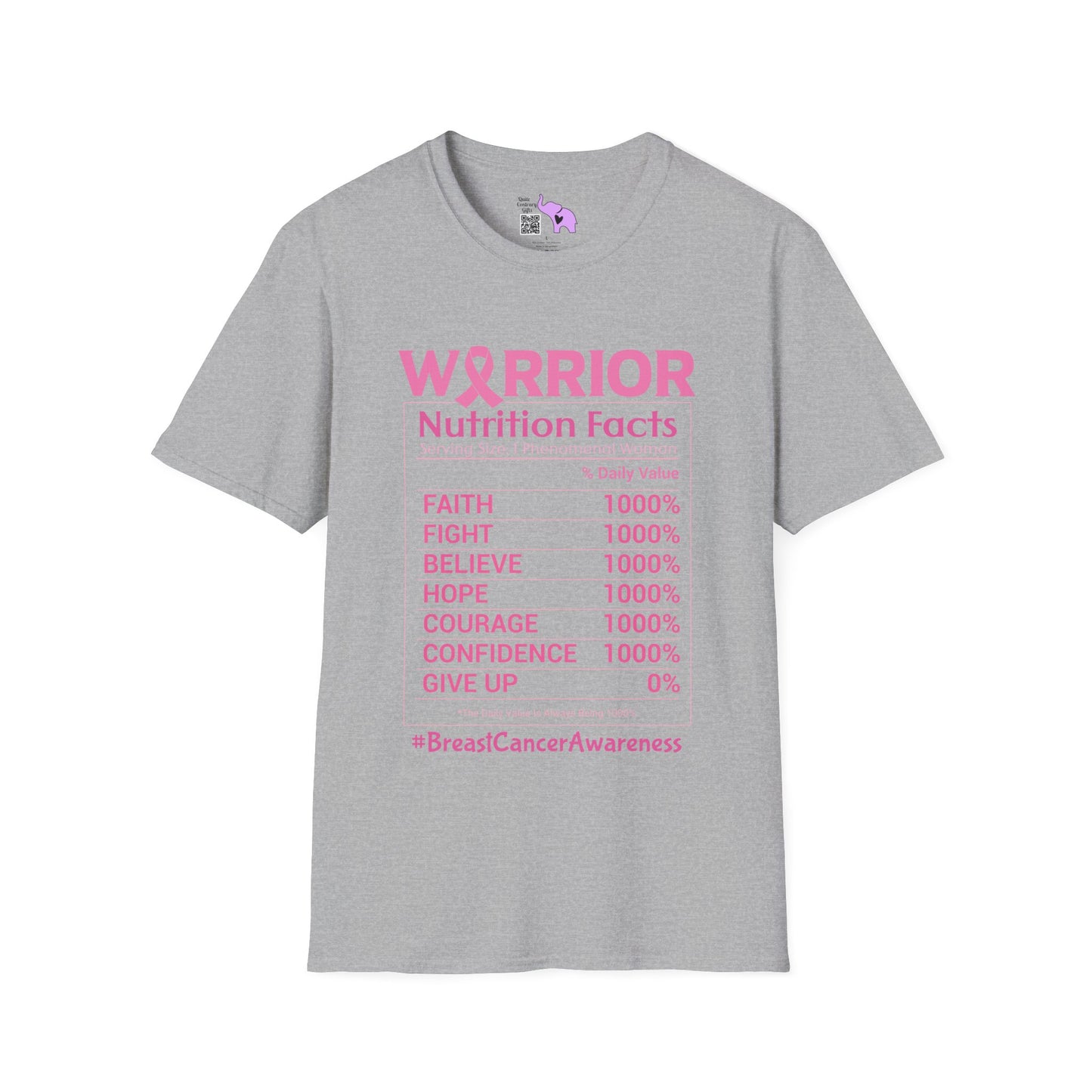 Breast Cancer Warrior Nutrition Facts Adult T-shirt