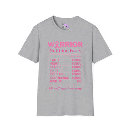 Breast Cancer Warrior Nutrition Facts Adult T-shirt