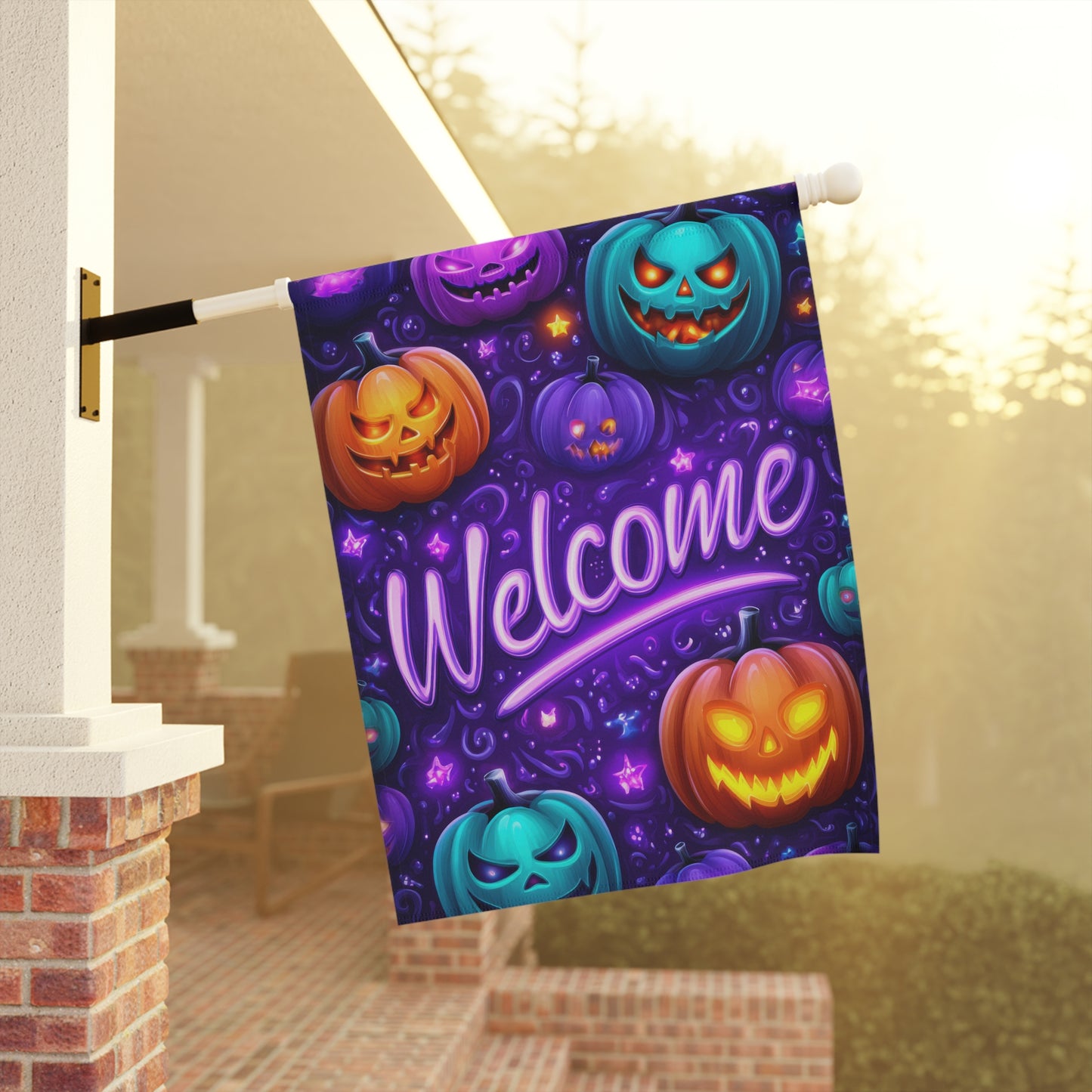 Welcome Halloween Purple Garden Banner