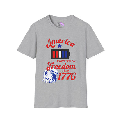 America Powered By Freedom Since 1776 Adult T-shirt
