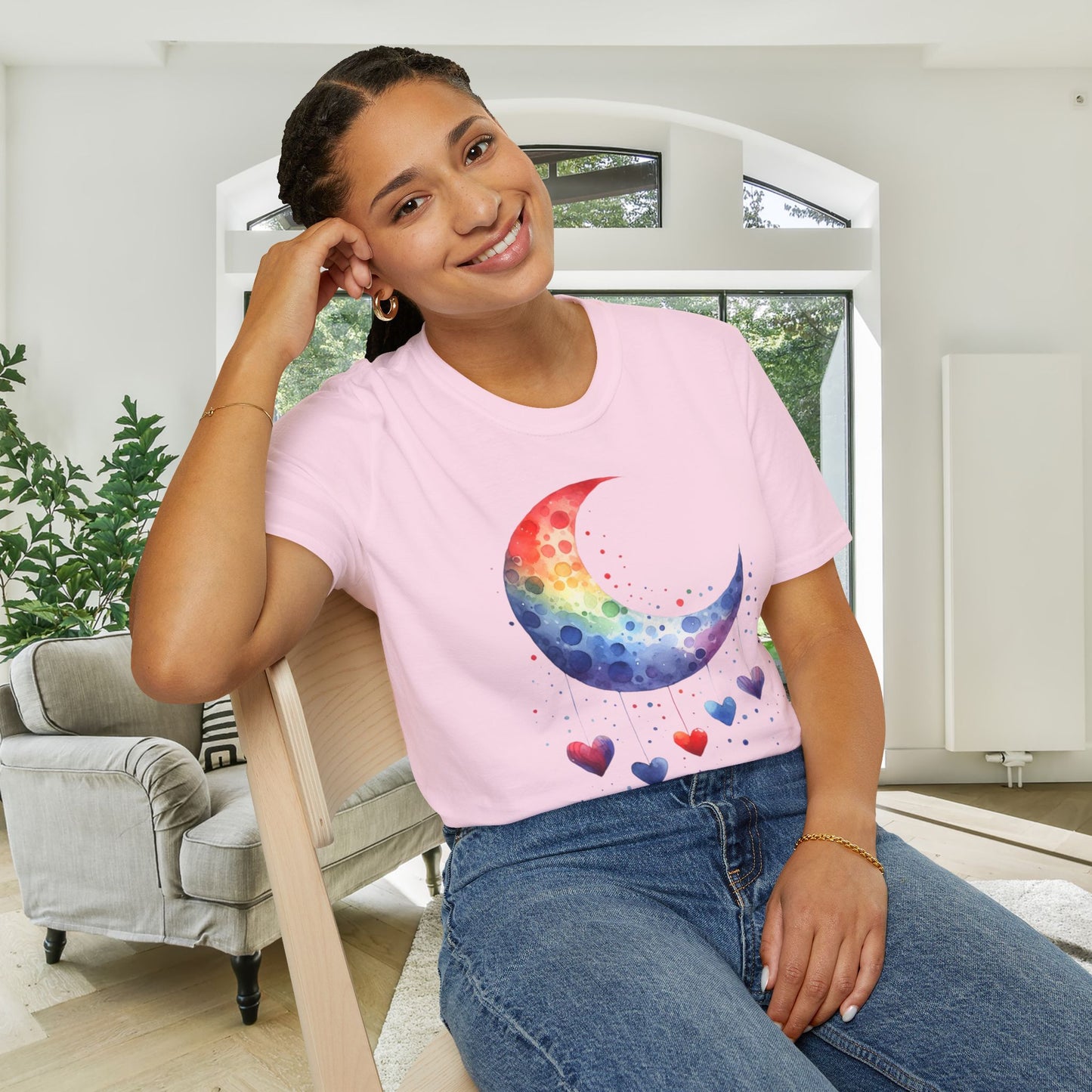Colorfall Heart Moon Adult T-shirt