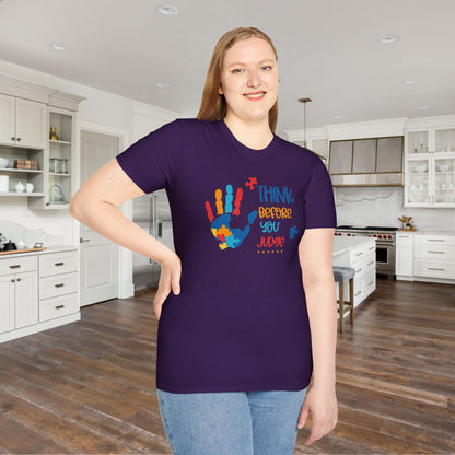 Think Before You Judge Autism Awarness Adult T-shirt