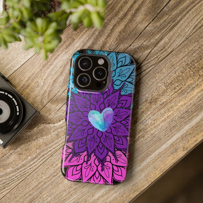 Colorful Mandala w/Heart MagSafe® Compatible Tough Case for iPhone