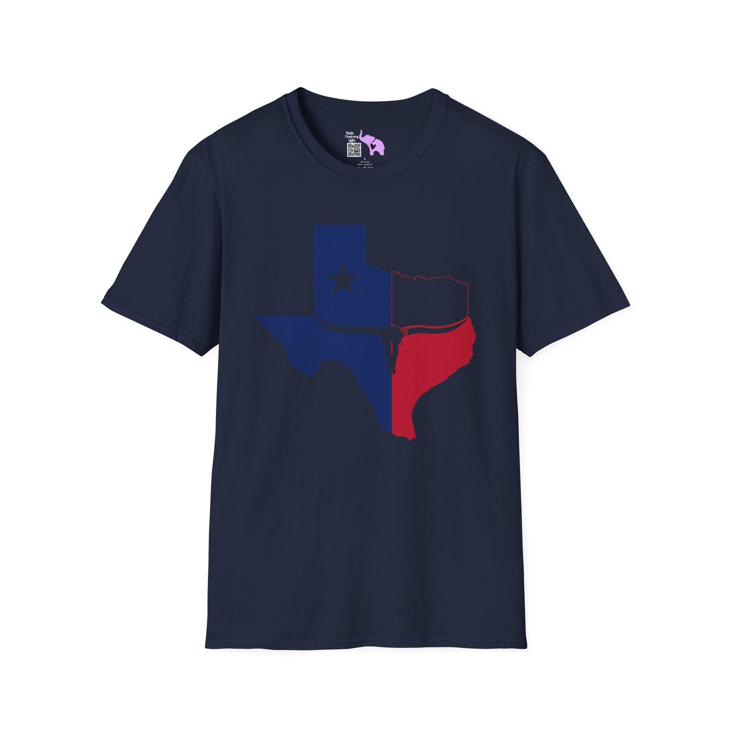 Texas Flag w/Longhorn Adult T-shirt