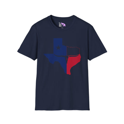 Texas Flag w/Longhorn Adult T-shirt