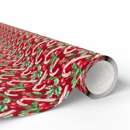 Holiday Cane Craze Wreaths Wrapping Paper