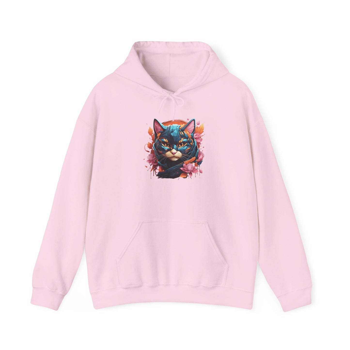 Adorable Kitty w/Flowers Heavy Blend™ Hooded Sweatshirt