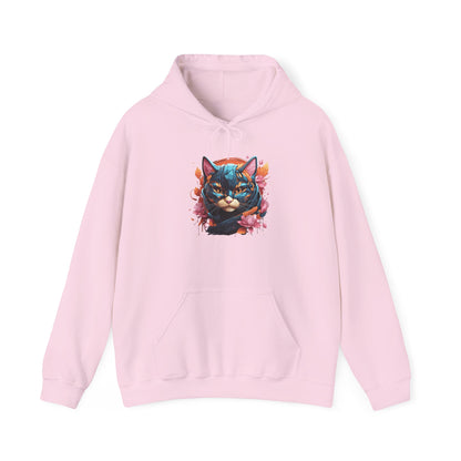 Adorable Kitty w/Flowers Heavy Blend™ Hooded Sweatshirt