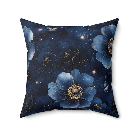 Midnight Sky Blossoms Throw Pillow