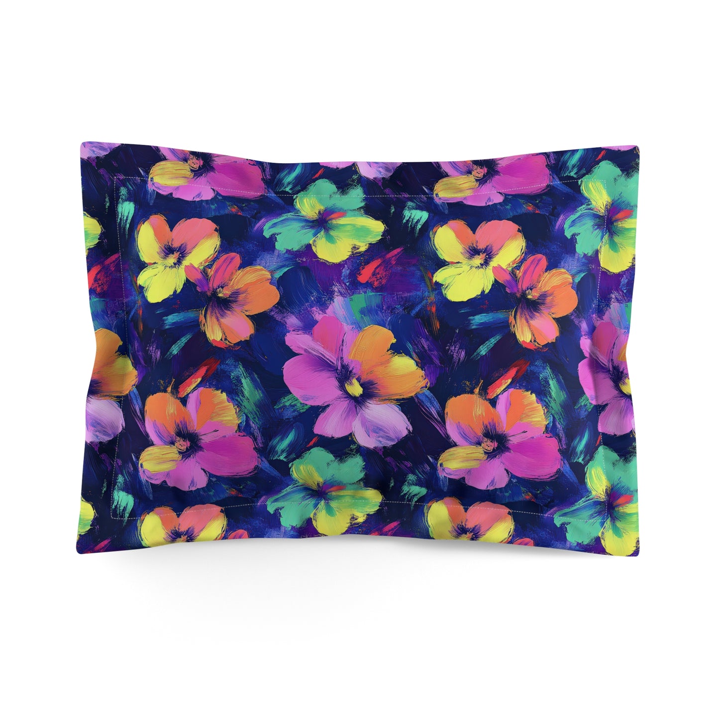 Watercolor Flowers Microfiber Pillow Sham