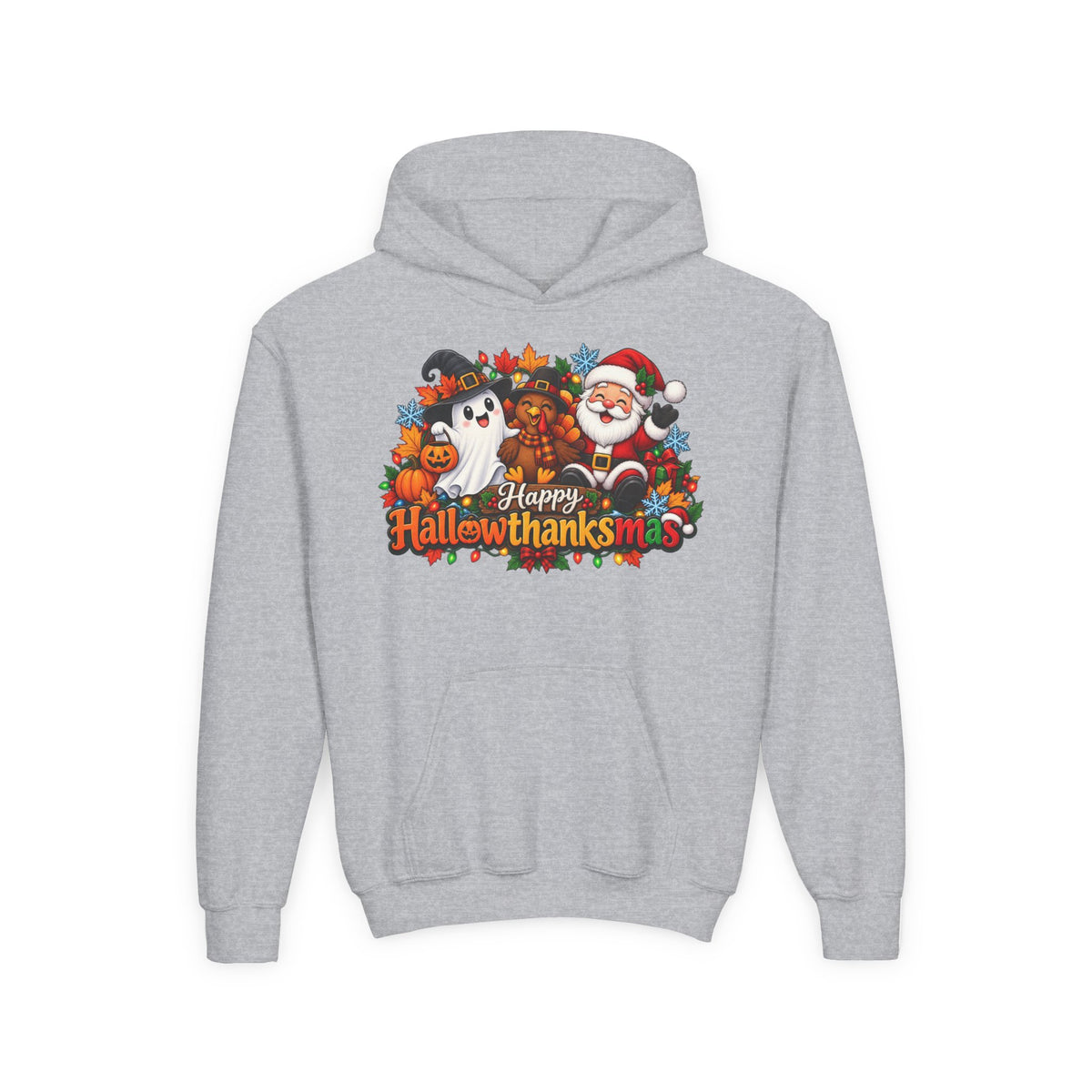 Happy Hallowthanksmas (Ghost/Turkey/Santa) Youth Hoodie
