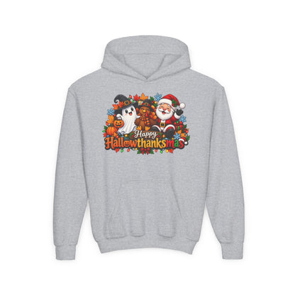 Happy Hallowthanksmas (Ghost/Turkey/Santa) Youth Hoodie