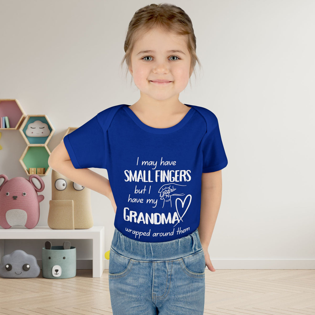 I May Have Small Fingers But I Have My GRANDMA Wrapped around them Infant Baby Rib Bodysuit