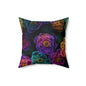 Neon Whisper Blooms Throw Pillow