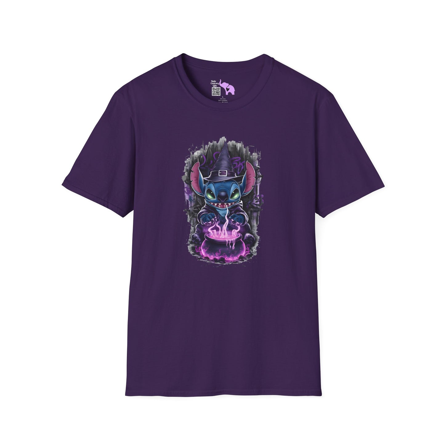 Halloween Stitch w/Purple Cauldron Adult T-shirt