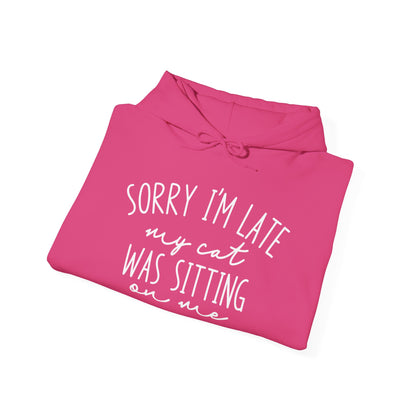 Sorry I'm Late My Cat Was Sitting On Me Heavy Blend™ Hooded Sweatshirt