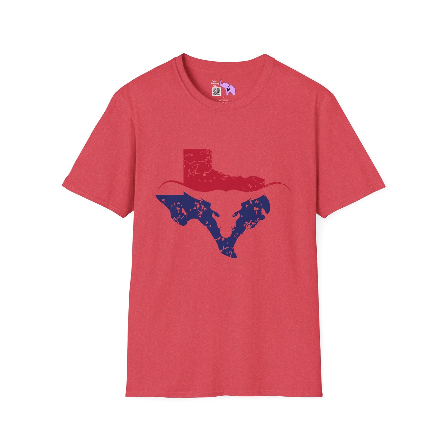 Red & Blue Texas Longhorn Adult Tshirt