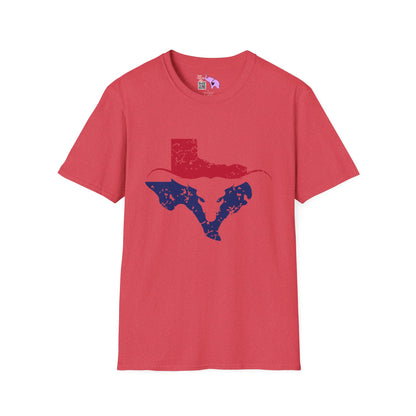 Red & Blue Texas Longhorn Adult Tshirt